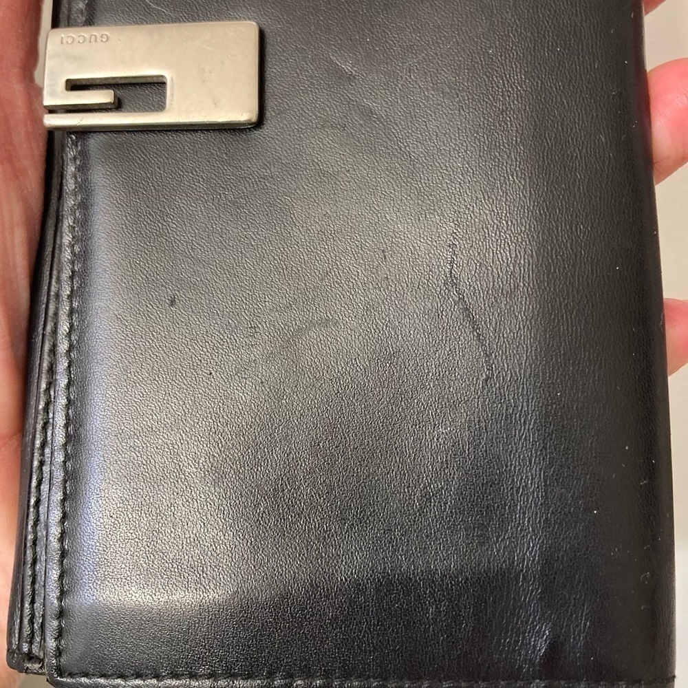 Gucci black leather vintage bling unisex wallet - Picture 11 of 12